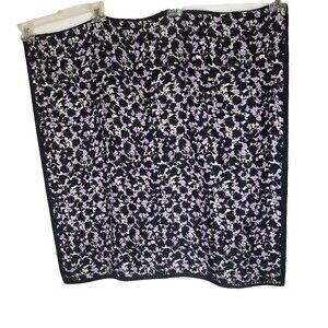 Marc By Marc Jacobโs Black Purple Floral Print Silk Scarf 30" Square Chain Edges